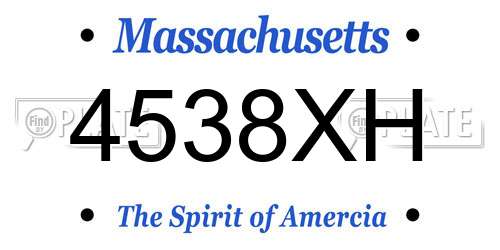 4538XH Massachusetts License Plate