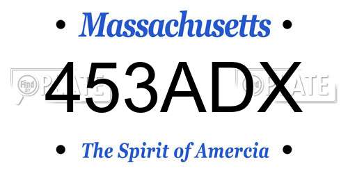 453ADX Massachusetts License Plate