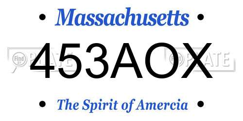 453AOX Massachusetts License Plate