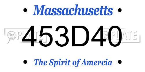 453D40 Massachusetts License Plate