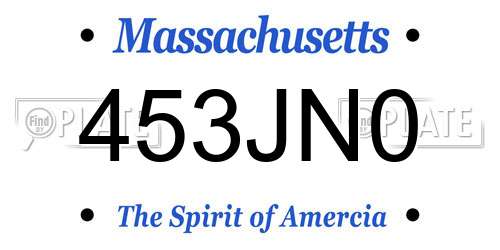 453JN0 Massachusetts License Plate