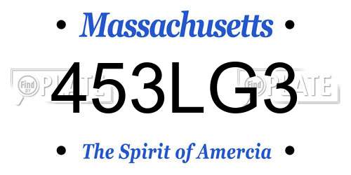 453LG3 Massachusetts License Plate