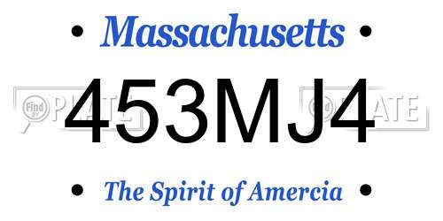 453MJ4 Massachusetts License Plate