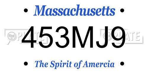 453MJ9 Massachusetts License Plate