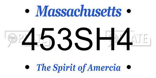 453SH4 Massachusetts License Plate