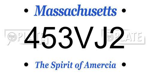 453VJ2 Massachusetts License Plate
