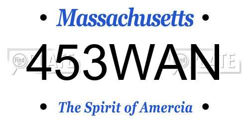 453WAN Massachusetts License Plate