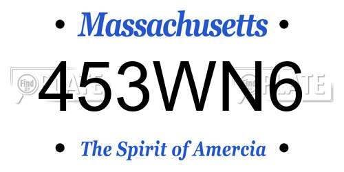 453WN6 Massachusetts License Plate