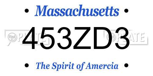 453ZD3 Massachusetts License Plate