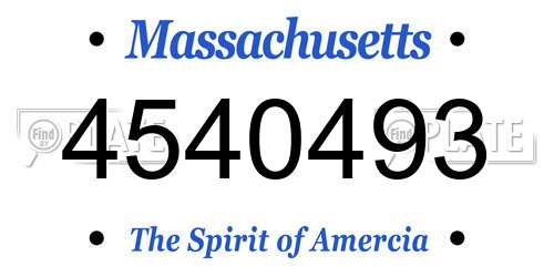 4540493 Massachusetts License Plate