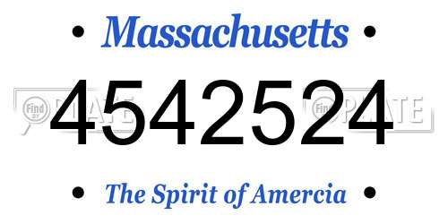 4542524 Massachusetts License Plate