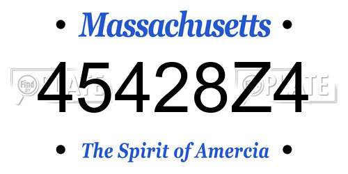 45428Z4 Massachusetts License Plate