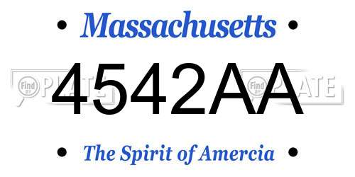 4542AA Massachusetts License Plate