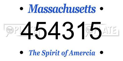 454315 Massachusetts License Plate