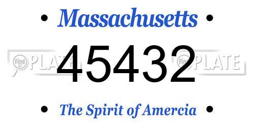 45432 Massachusetts License Plate