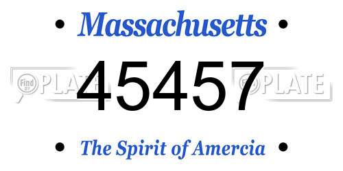 45457 Massachusetts License Plate