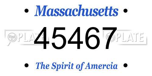 45467 Massachusetts License Plate
