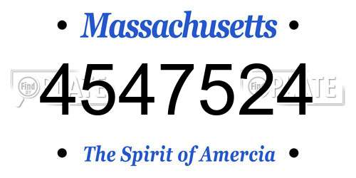 4547524 Massachusetts License Plate