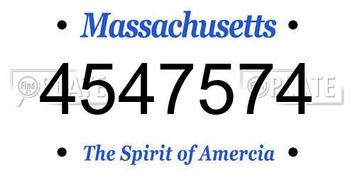 4547574 Massachusetts License Plate
