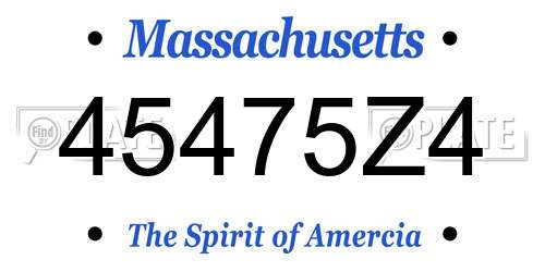 45475Z4 Massachusetts License Plate