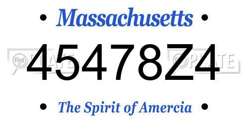 45478Z4 Massachusetts License Plate