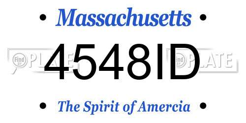 4548ID Massachusetts License Plate