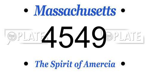 4549 Massachusetts License Plate