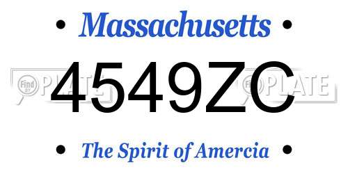 4549ZC Massachusetts License Plate