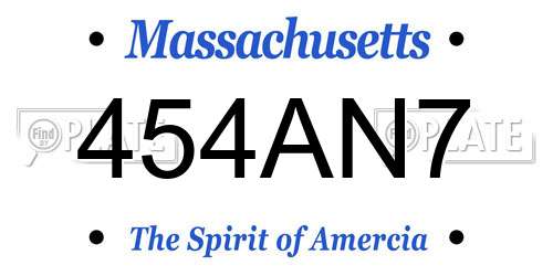 454AN7 Massachusetts License Plate