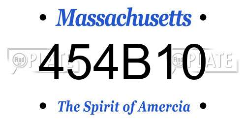 454B10 Massachusetts License Plate