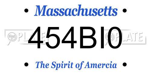 454BI0 Massachusetts License Plate