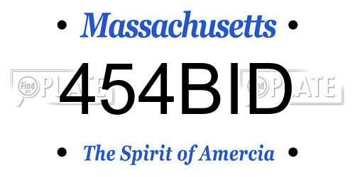 454BID Massachusetts License Plate
