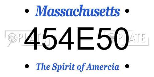 454E50 Massachusetts License Plate