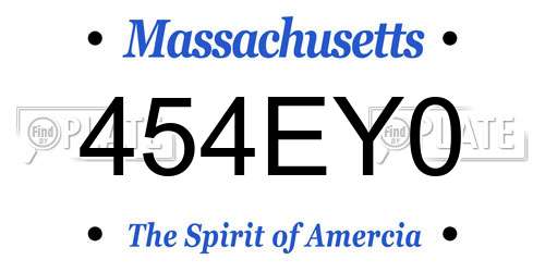 454EY0 Massachusetts License Plate