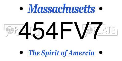 454FV7 Massachusetts License Plate