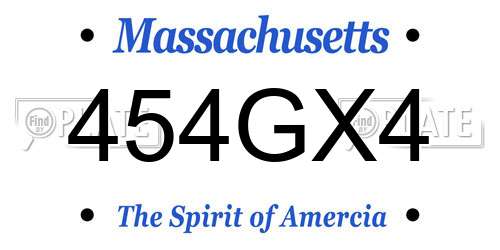 454GX4 Massachusetts License Plate