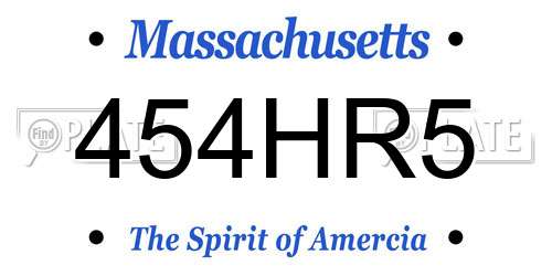 454HR5 Massachusetts License Plate