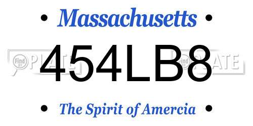 454LB8 Massachusetts License Plate