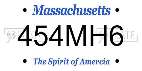 454MH6 Massachusetts License Plate