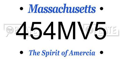 454MV5 Massachusetts License Plate