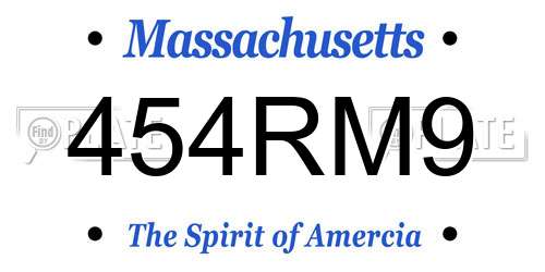 454RM9 Massachusetts License Plate