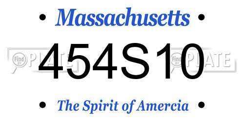454S10 Massachusetts License Plate