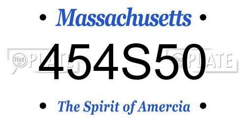 454S50 Massachusetts License Plate
