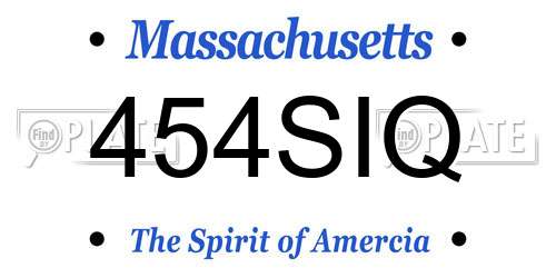 454SIQ Massachusetts License Plate