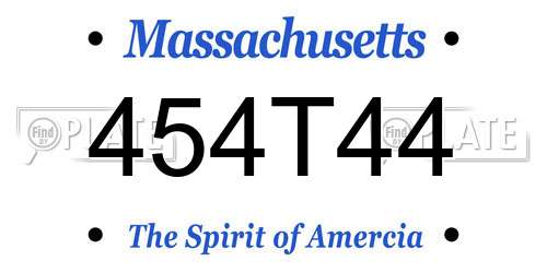 454T44 Massachusetts License Plate