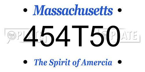 454T50 Massachusetts License Plate