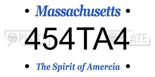454TA4 Massachusetts License Plate