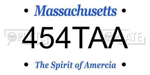 454TAA Massachusetts License Plate