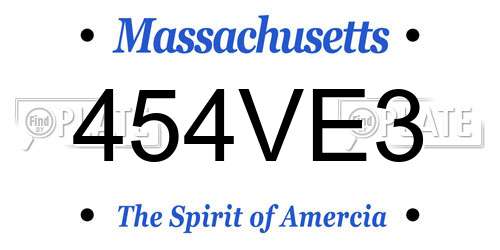 454VE3 Massachusetts License Plate