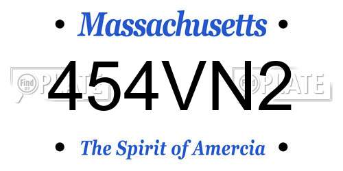 454VN2 Massachusetts License Plate